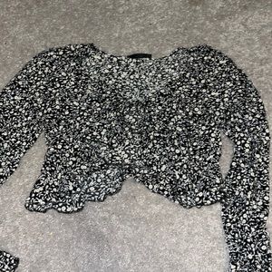 shein floral tie front top